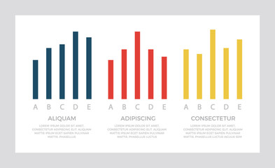 Set of dark blue and red, yellow elements for info graphic presentation slides with charts, graphs, steps, arrows, number options.