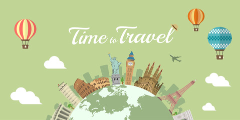 Travel, vacation, sightseeing banner vector illustration