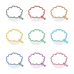 Blank balloon for thoughts color sign set isolated on white background