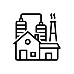 Black line icon for industry