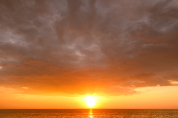 dramatic beautiful sunset over the sea