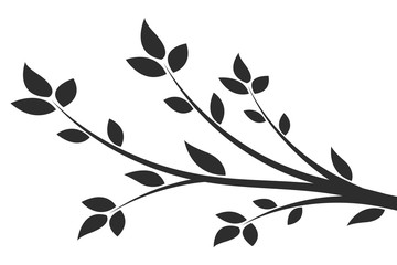 Silhouette of a branch with leaves. Young flowering tree. Sapling.