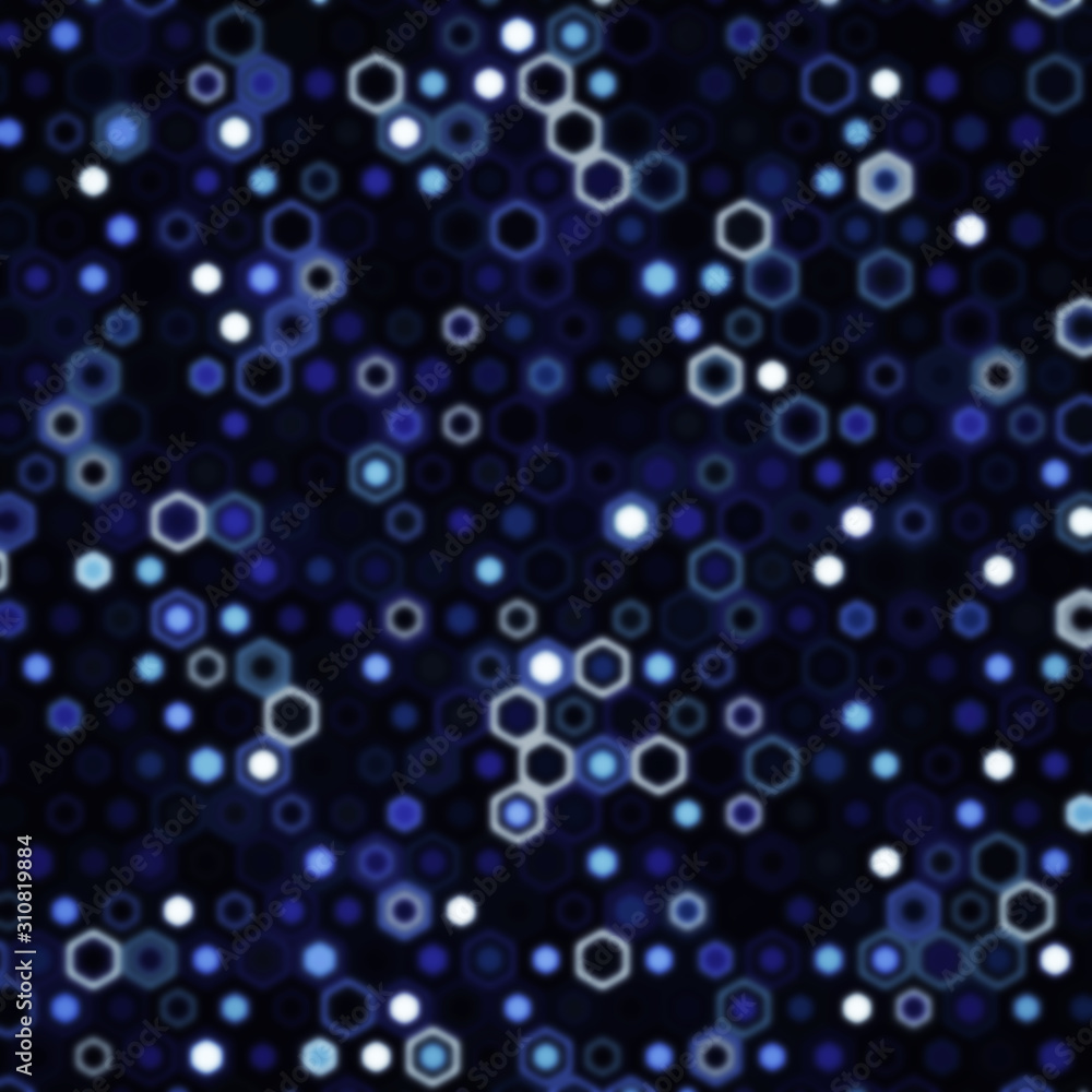 Poster technology illustration concept with blur effect. abstract geometric background consisting of hexago