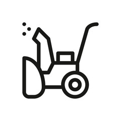 Hand snow blower isolated icon, hand power plow, snow removal linear vector icon