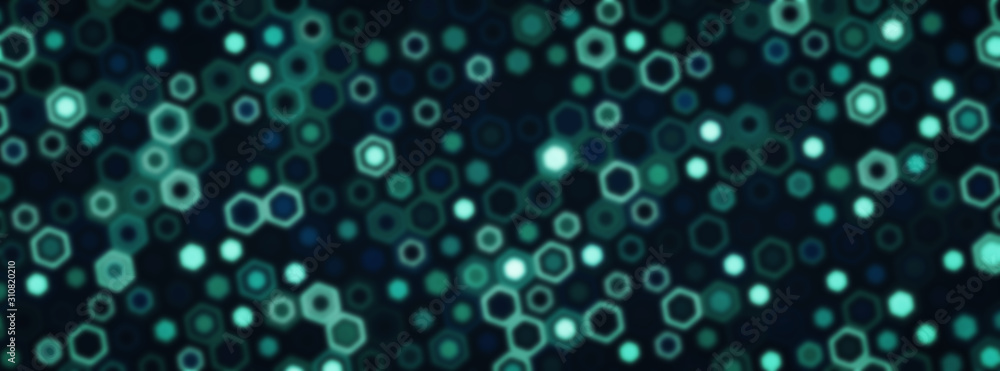 Poster technology illustration concept with blur effect. abstract geometric background consisting of hexago