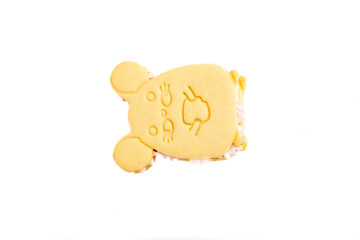 Baking cookies mouse sandwich on a white plate with cream