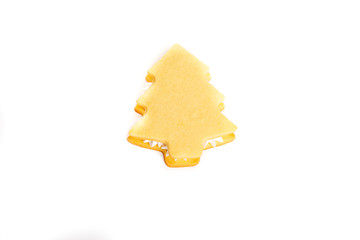 Baking cookies Christmas tree sandwich on a white plate with cream