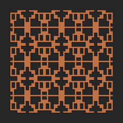 Laser cutting interior panel. Woodcut vector trellis design. Plywood lasercut square tile. Square seamless pattern for printing, engraving, paper cut. Stencil lattice ornament. Decal pattern.