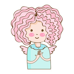 Funny girl smiling vector isolated on white background. Cute little kawaii girl.The female character. Hand drawn female avatar. Art colourful illustration. Happy child. Kids characters.