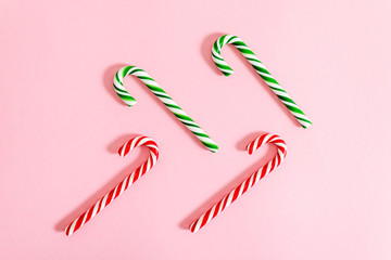 Christmas Lollipop cane on pink background