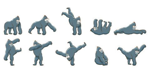 Gorilla vector set collection graphic design © pisut