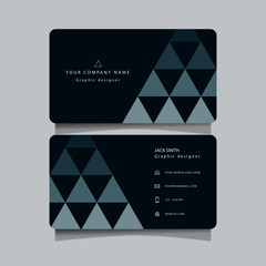 Modern blue business card with abstract shapes vector