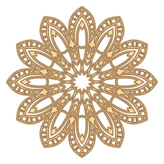 Eid Al-Adha silhouette ornament. Laser cutting mandala. Wooden decal. 3 layers for 3d modular look. Islamic luxury concept. Golden floral pattern. Vector coaster lasercut design.