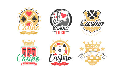 Casino and Card Poker Logo Design Vector Set