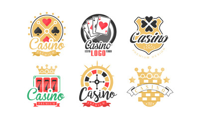 Fototapeta premium Casino and Card Poker Logo Design Vector Set