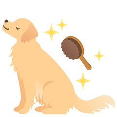 犬とブラシのイラスト