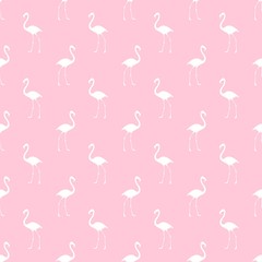 Flamingo pattern. Seamless background with pink bird. Exotic tropical repeated banner.