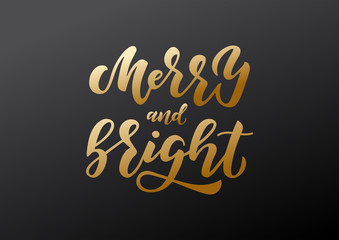 Merry and bright hand drawn lettering