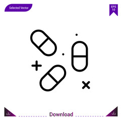 pill medical icon vector . Best modern, simple, isolated, application ,medical icons, logo, flat icon for website design or mobile applications, UI / UX design vector format