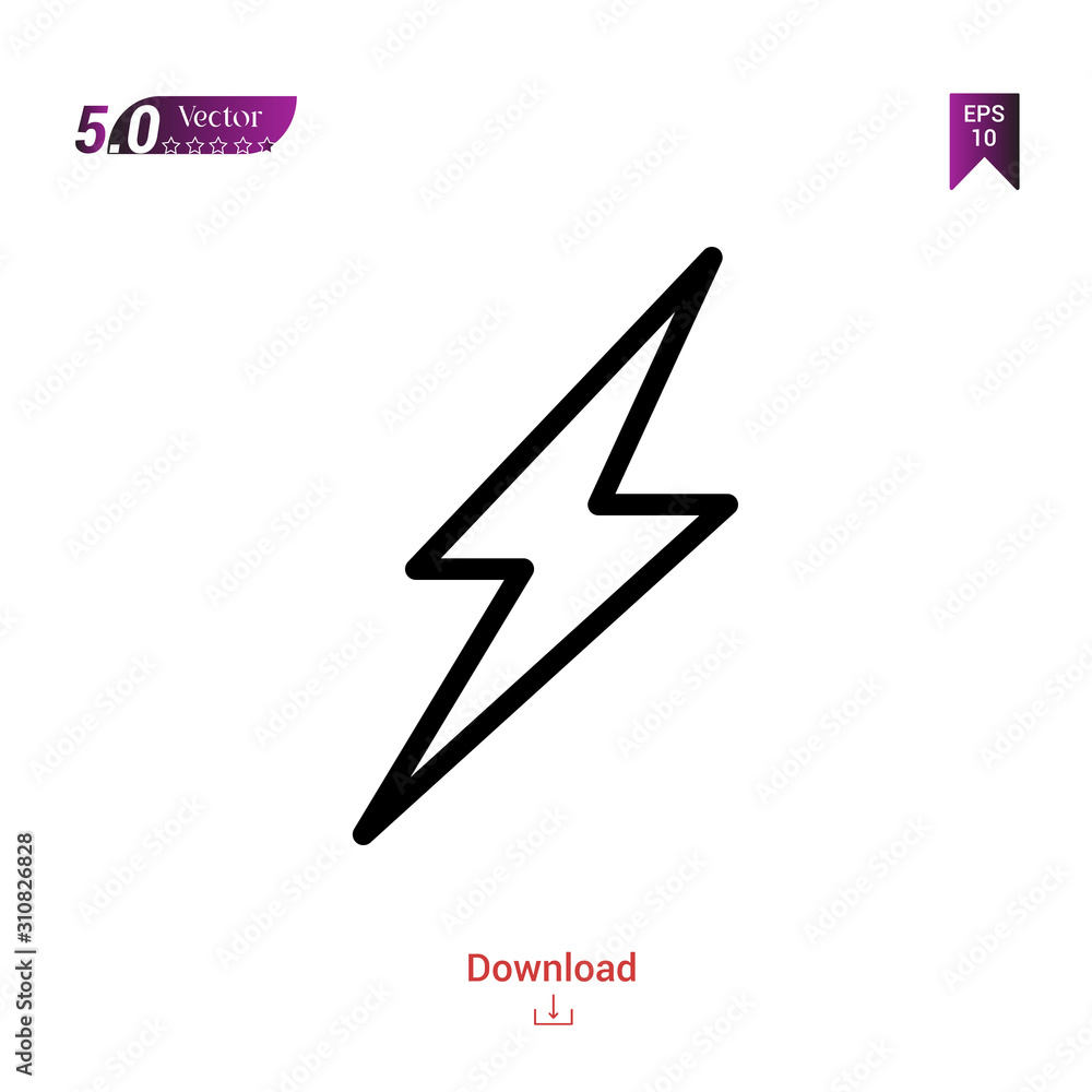 Poster outline thunder icon. thunder icon vector isolated on white background. graphic design, material-des