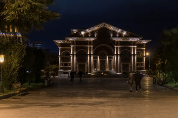 Obraz premium Night view of Batumi Summer Theater in Batumi city - the capital of Adjara in Georgia