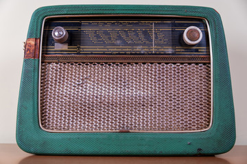 Old radio receiver. Nostalgic radio.