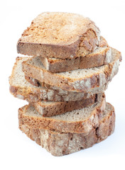 Sliced rye bread. Isolated on white background.