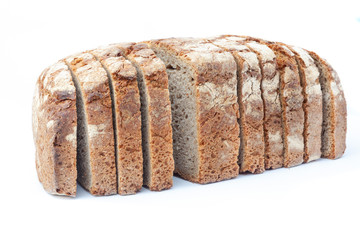 Sliced rye bread. Isolated on white background.