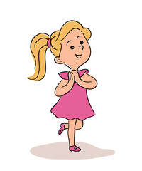 Happy excited amused pretty little girl in dress