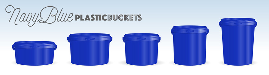 Navy Blue Plastic Buckets
