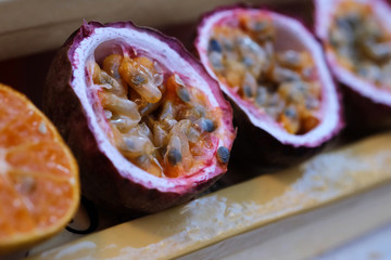 Trendy lifestyle of selling well cooking many kind of street food such as seafood, noodle, roasted pork, meat and chicken ball always found in Bangkok, Thailand and have space for write wording