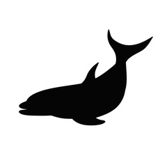 vector, isolated, silhouette of a dolphin is swimming, one