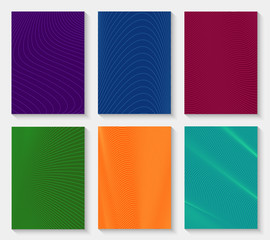 Set of modern abstract backgrounds with a geometric linear pattern for brochures, booklets, flyers, posters, books, cards. Cover design template. Vector illustration.