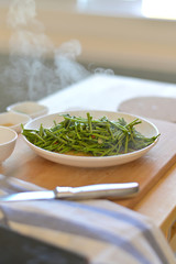 Stir-fried mimosa with oyster sauce.