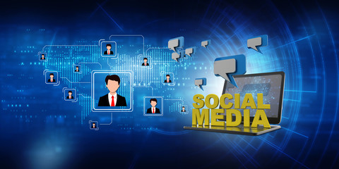 3d rendering chat box with laptop