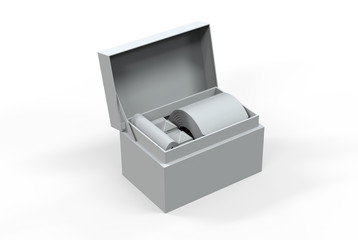 men silk tie and cuff links set for branding. 3d illustration.