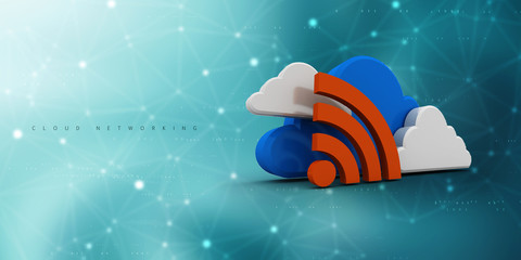 Obraz premium 3d rendering Cloud online storage icons with WiFi