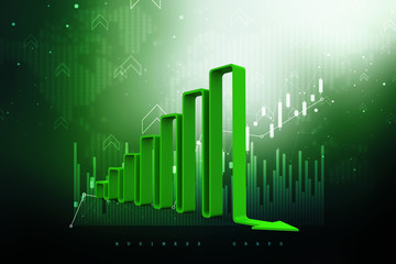 3d rendering Stock market online business concept. business Graph 
