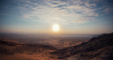 Fototapeta na wymiar Dusk view of AL FAYA Mountain - DUBAI - UAE