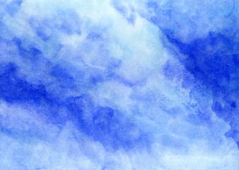 Fototapeta na wymiar Deep blue sky, place for an inscription, watercolor drawing.