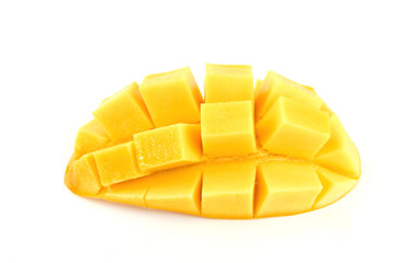 mango and sticky rice,Thai style tropical dessert on white background