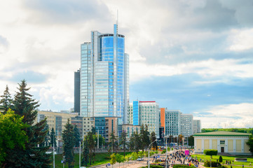 Fototapeta na wymiar Modern Minsk downtown cityscape, Belarus