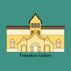 Famous places of Moscow, Russia. Moscow University, Bolshoi Theater, Tretyakov gallery, VDNH. Flat applique technique illustration.