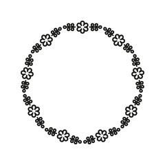 Botanical vector round frame. Floral wreath isolated on white background.