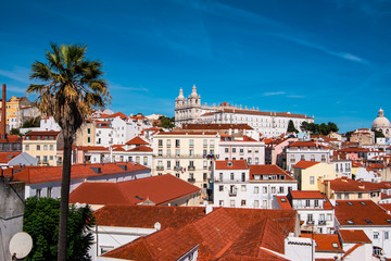 View of Lisbon city from Alfama district (Portugal).