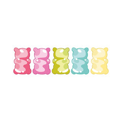 Jelly bears. Isolated vector objects on a white background. Cartoon food.