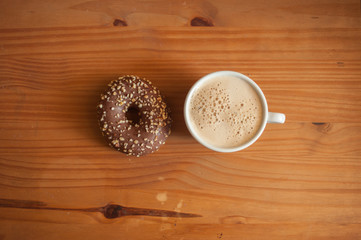 Coffee and chocolate donut