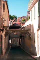 Charming streets in Chiado-Baixa district in Lisbon (Portugal)