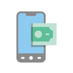 finance,  banking and money related bank note and mobile phone vector with flat design