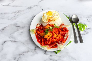 Ayam masak merah is a Malaysian traditional dish. This literally means chicken 